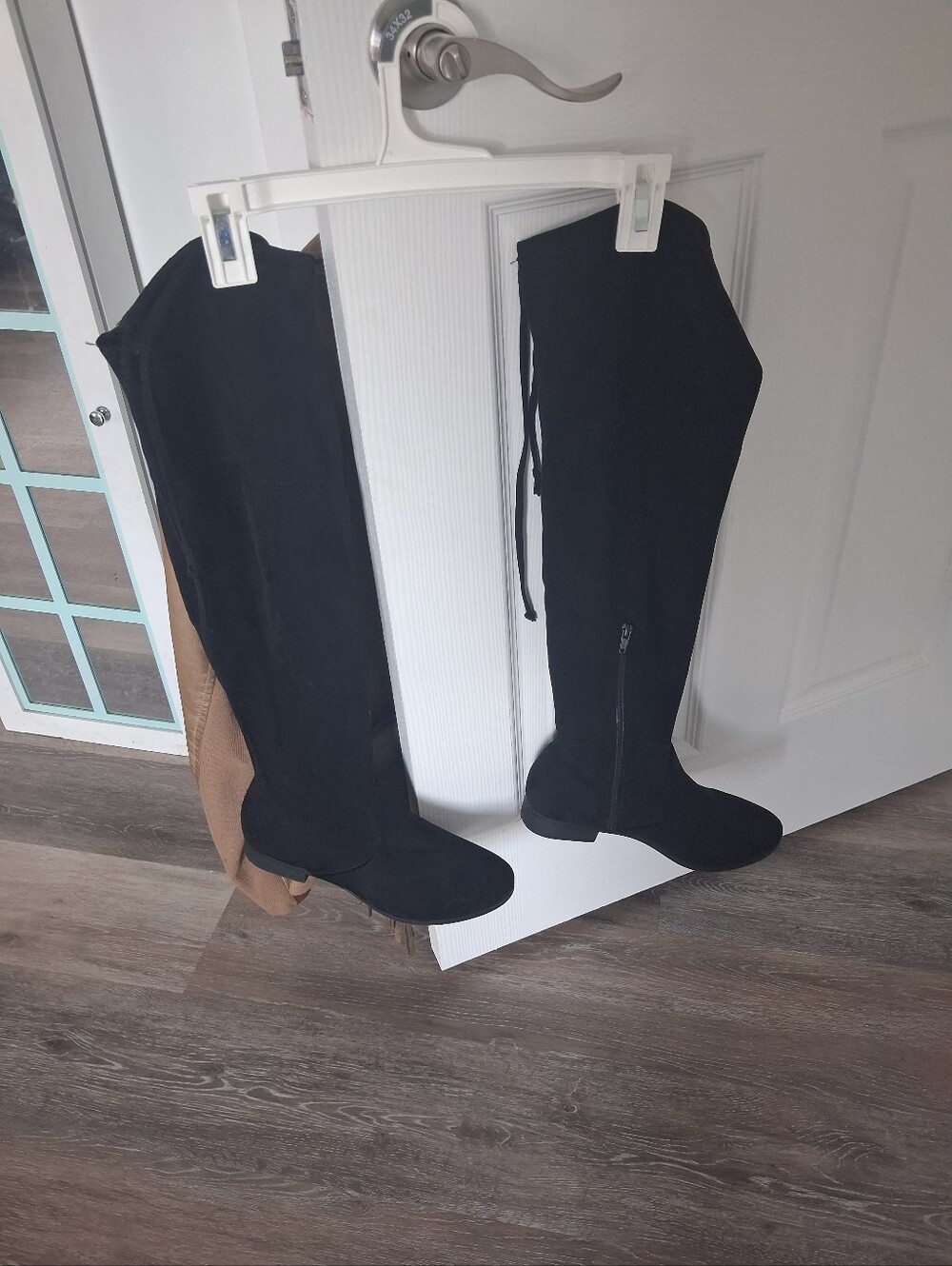 Tie Over the Knee Black Boots